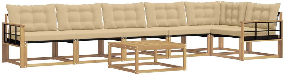 vidaXL Buiten - bank - set - 7 - st - Wit - en - Beige Wit en beige