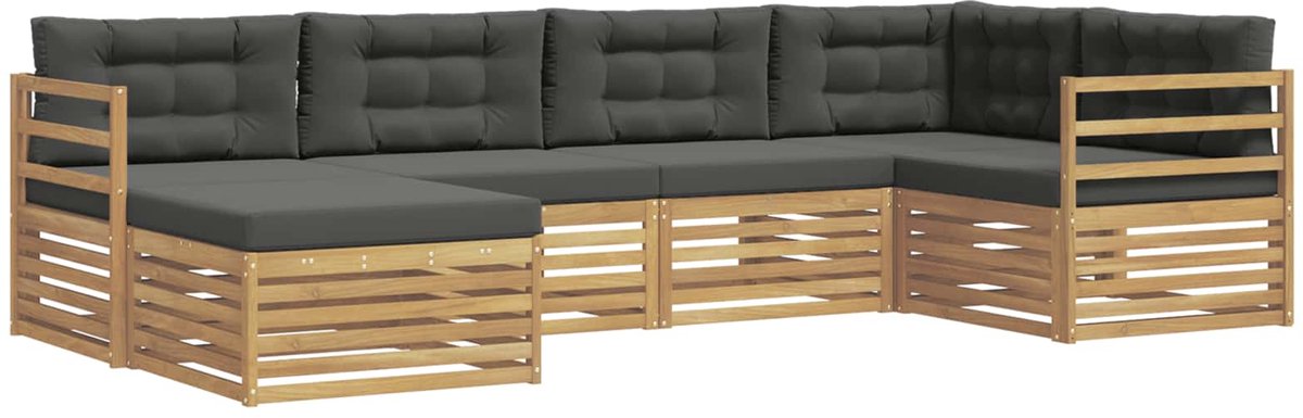 vidaXL Buiten - bank - set - 6 - st - 6-zits - Wit - en - antracietkleurig - Polyester Wit en antracietkleurig