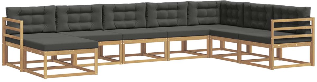 vidaXL Buiten - bank - set - 8 - st - 8-zits - Wit - en - antracietkleurig Wit en antracietkleurig