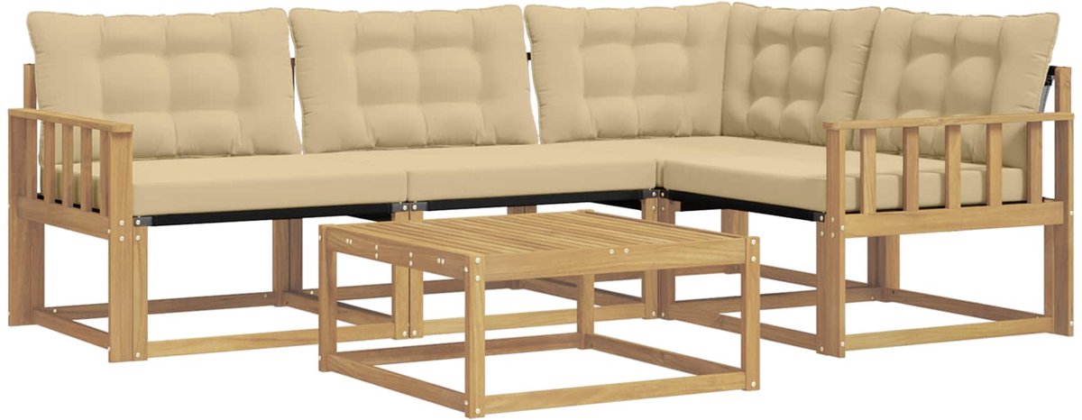 vidaXL Buiten - bank - set - 5 - st - Wit - en - Beige Wit en beige