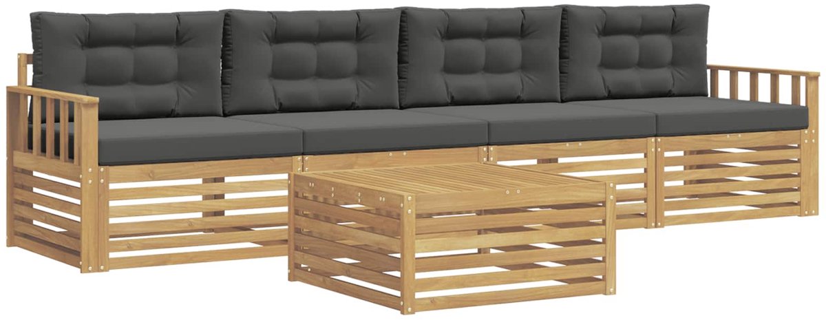 vidaXL Buiten - bank - set - 5 - st - 4-zits - Wit - en - antracietkleurig Wit en antracietkleurig