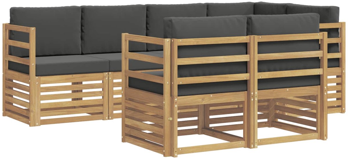 vidaXL Buiten - bank - set - 7 - st - 7-zits - Wit - en - antracietkleurig - Polyester Wit en antracietkleurig