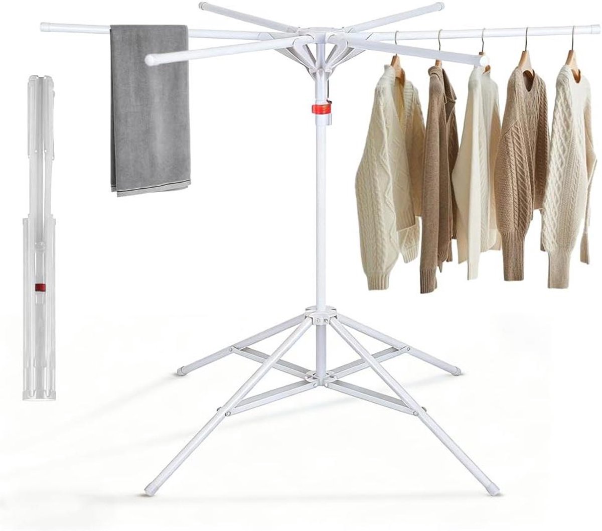 Droogrek Toren - Wasdroger Standaard - Kleding Drogen - Flexibel Instelbaar - XXL - Grijs