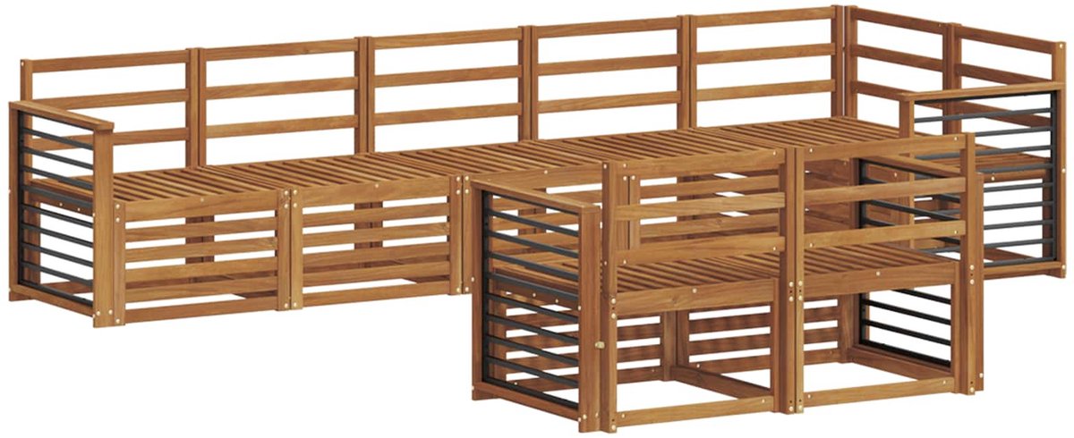 vidaXL Buiten - bank - set - 8 - st - 8-zits - Naturel - Massief - Acacia - Hout