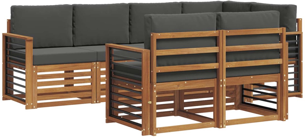 vidaXL Buiten - bank - set - 7 - st - Natuurlijk - en - Antraciet - Polyester Natuurlijk en Antraciet