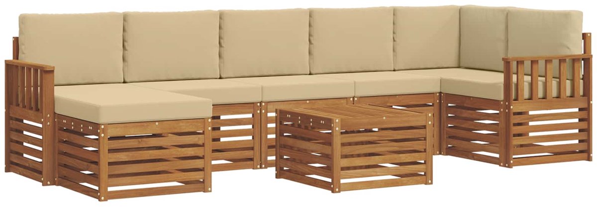 vidaXL Buiten - bank - set - 8 - st - 8-zits - Natuurlijk - en - Beige Natuurlijk en Beige