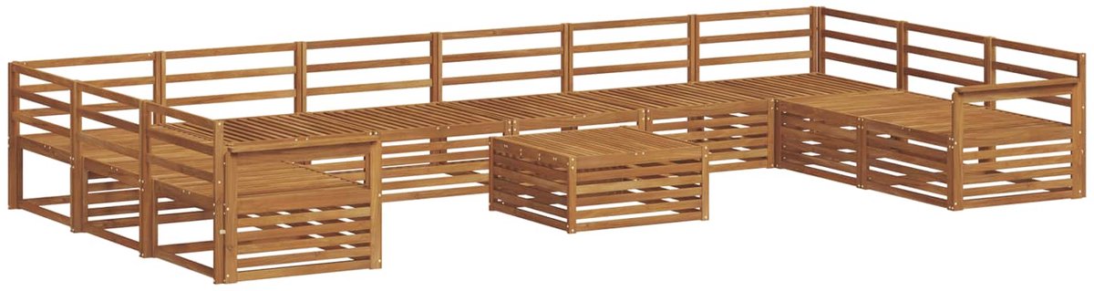 vidaXL Buiten - bank - set - 11 - st - 10-zits - Naturel - Massief - Acacia - Hout