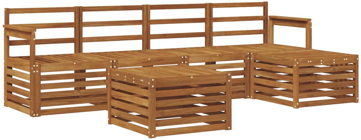 vidaXL Buiten - bank - set - 6 - st - 5-zits - Naturel - Massief - Acacia - Hout
