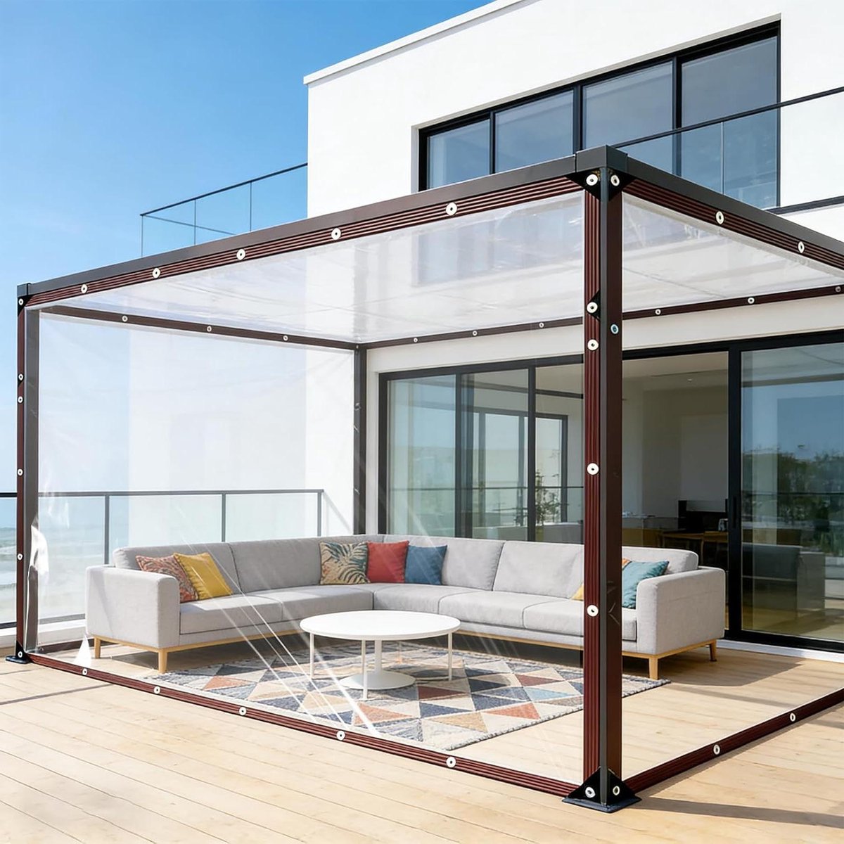 Transparant Zeil - Afdekzeil Waterdicht - Bescherming Buiten - UV-bestendig Scheurvast - 380x380 cm - Kleurloos