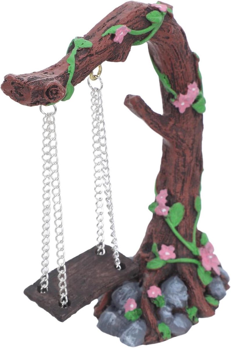 Miniatuur Sprookjes Schommel - Tuin Decoratie Beeldje - Landschap Creëren - Gedetailleerd Hars Vakmanschap