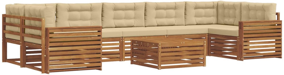vidaXL Buiten - bank - set - 8 - st - 7-zits - Natuurlijk - en - Beige Natuurlijk en Beige