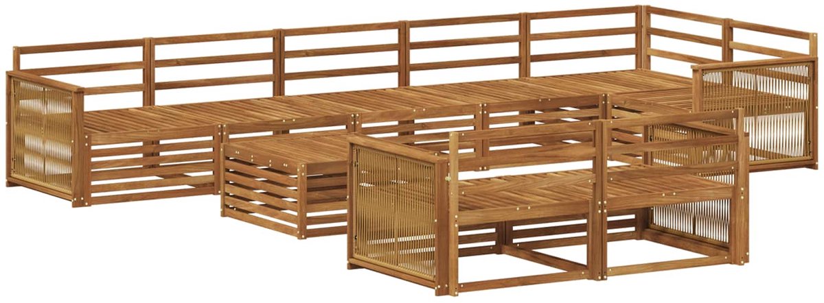 vidaXL Buiten - bank - set - 9 - st - 8-zits - Naturel - Massief - Acacia - Hout
