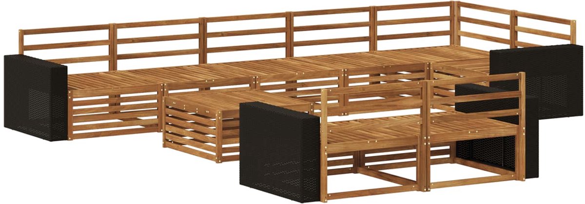 vidaXL Buiten - bank - set - 9 - st - 8-zits - Naturel - Massief - Acacia - Hout
