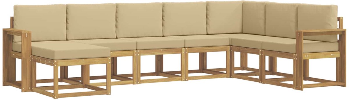 vidaXL Buiten - bank - set - 8 - st - 8-zits - Wit - en - Beige Wit en Beige