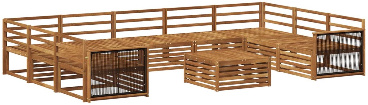 vidaXL Buiten - bank - set - 10 - st - 9-zits - Naturel - Massief - Acacia - Hout