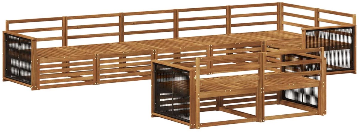 vidaXL Buiten - bank - set - 8 - st - 8-zits - Naturel - Massief - Acacia - Hout