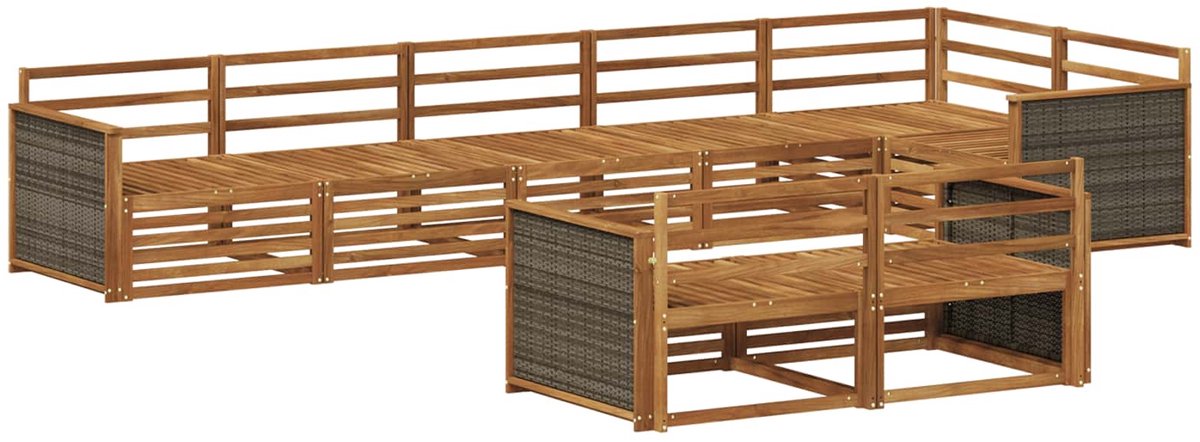 vidaXL Buiten - bank - set - 8 - st - 8-zits - Naturel - Massief - Acacia - Hout