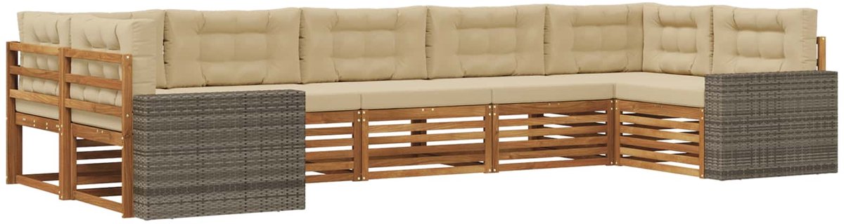 vidaXL Buiten - bank - set - 7 - st - 7-zits - Natuurlijk - en - Beige Natuurlijk en Beige