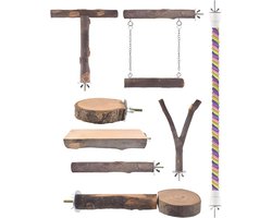 Houten Vogel Zitstokken - Parkiet Takken - Vogel Training - Krasvast Natuurlijk Hout - 8 Stuks - Natuurlijk