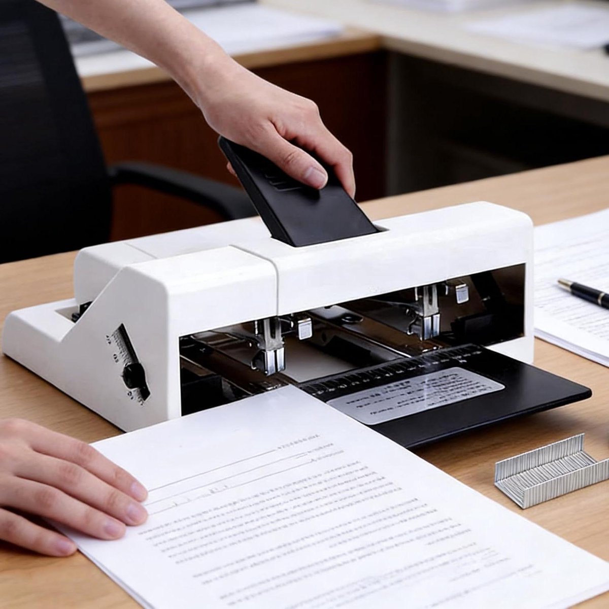 Dubbele Kop Nietmachine - Robuuste Nietmachine - Papier Binden - Vastlopen Vrij - 50 Vellen - Zilver