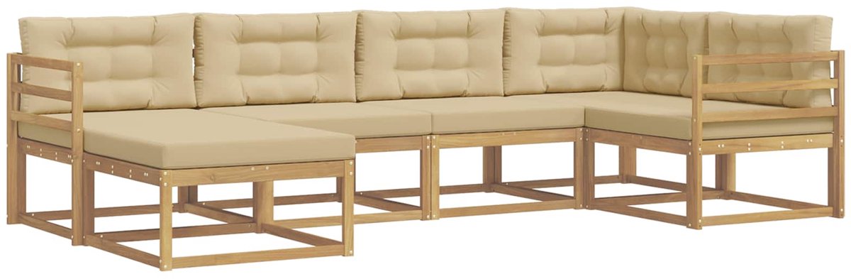 vidaXL - Buiten - bank - set - 5 - st - Wit - en - Beige - Polyester