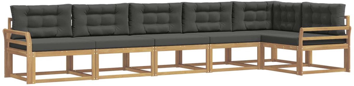 vidaXL Buiten - bank - set - 4 - st - 6-zits - Wit - en - antracietkleurig - Polyester Wit en antracietkleurig