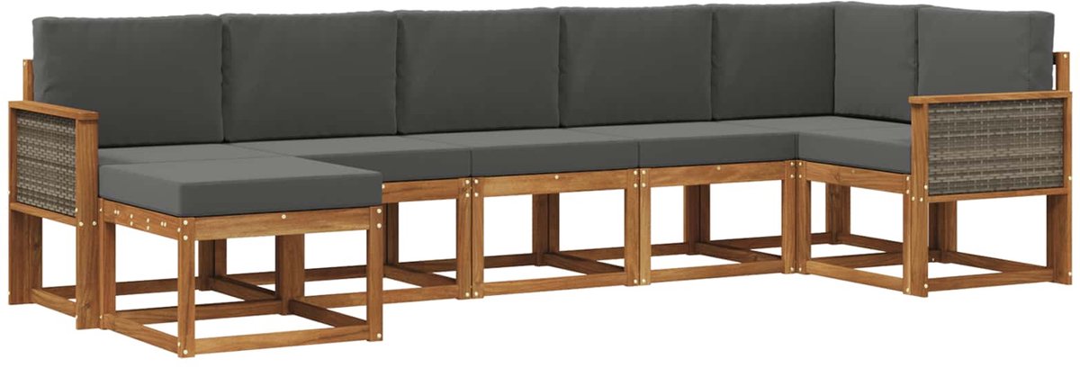 vidaXL Buiten - bank - set - 7 - st - 7-zits - Natuurlijk - en - Antraciet - Polyester Natuurlijk en Antraciet
