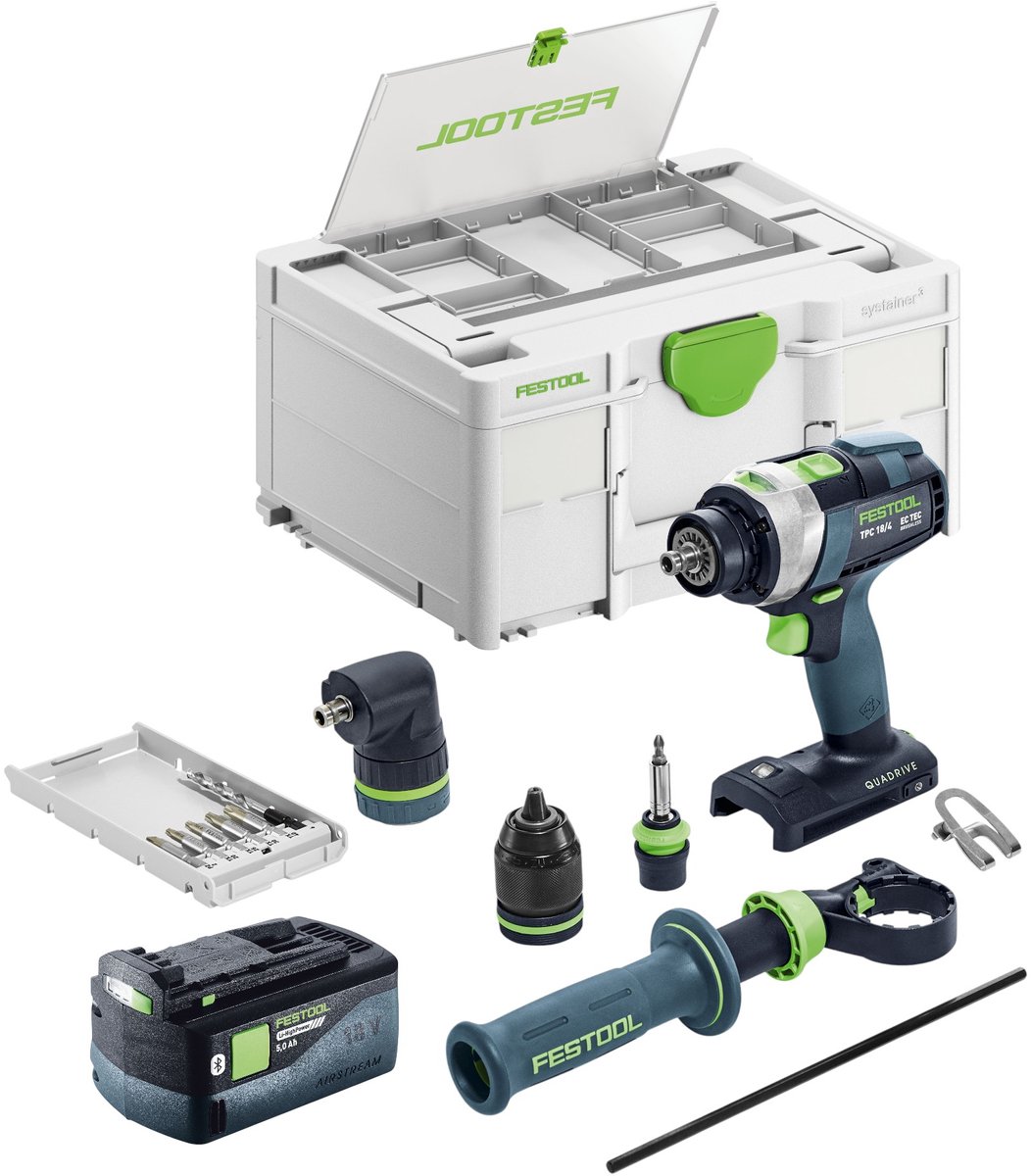 Festool TPC 18/4-Basic-Set accu-slagboormachine 18 V 75 Nm Brushless + 1x accu 5,0 Ah + Systainer - zonder oplader