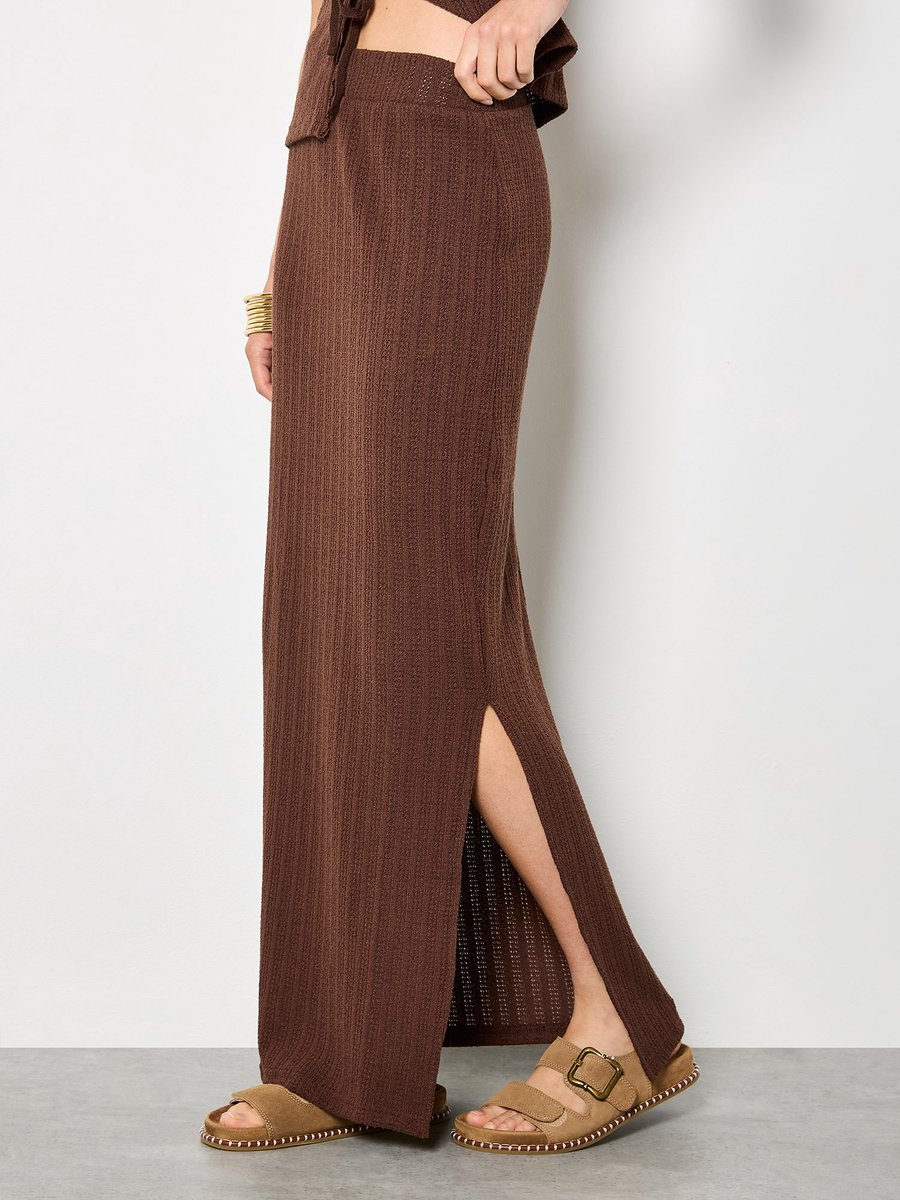 Pointelle gebreide maxi-rok