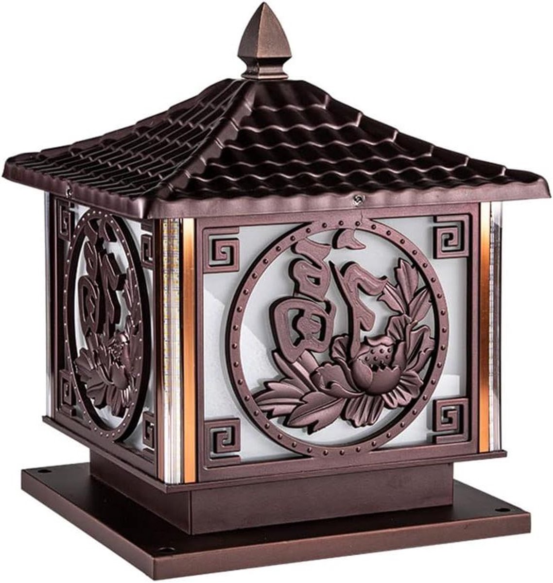 Paalverlichting Buiten - Paalkaplamp Tuin - Terras Verlichten - Modern Aluminium Design - 9.8in*13in - Koffie
