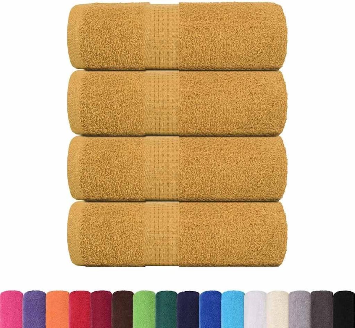 Gastendoekjes - Waslap handdoek - Badkamer gebruik - 100% katoen - 30x50 cm 4 stuks - Goud