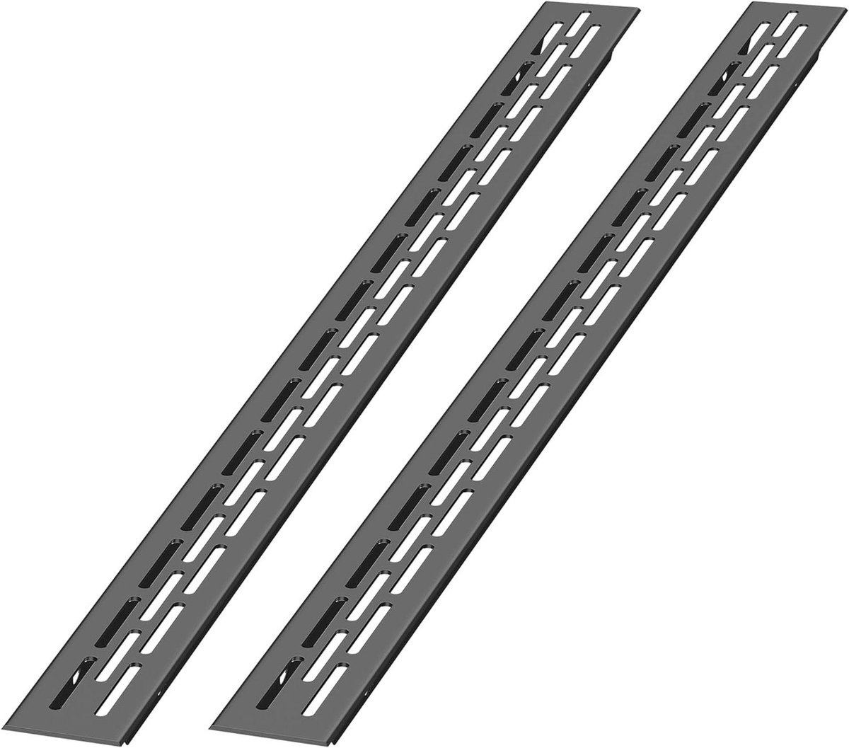 Ventilatierooster Aluminium - Afvoerluchtrooster Plint - Meubels Ventileren - Gepoedercoat Oppervlak - 375 x 24 cm - Zwart