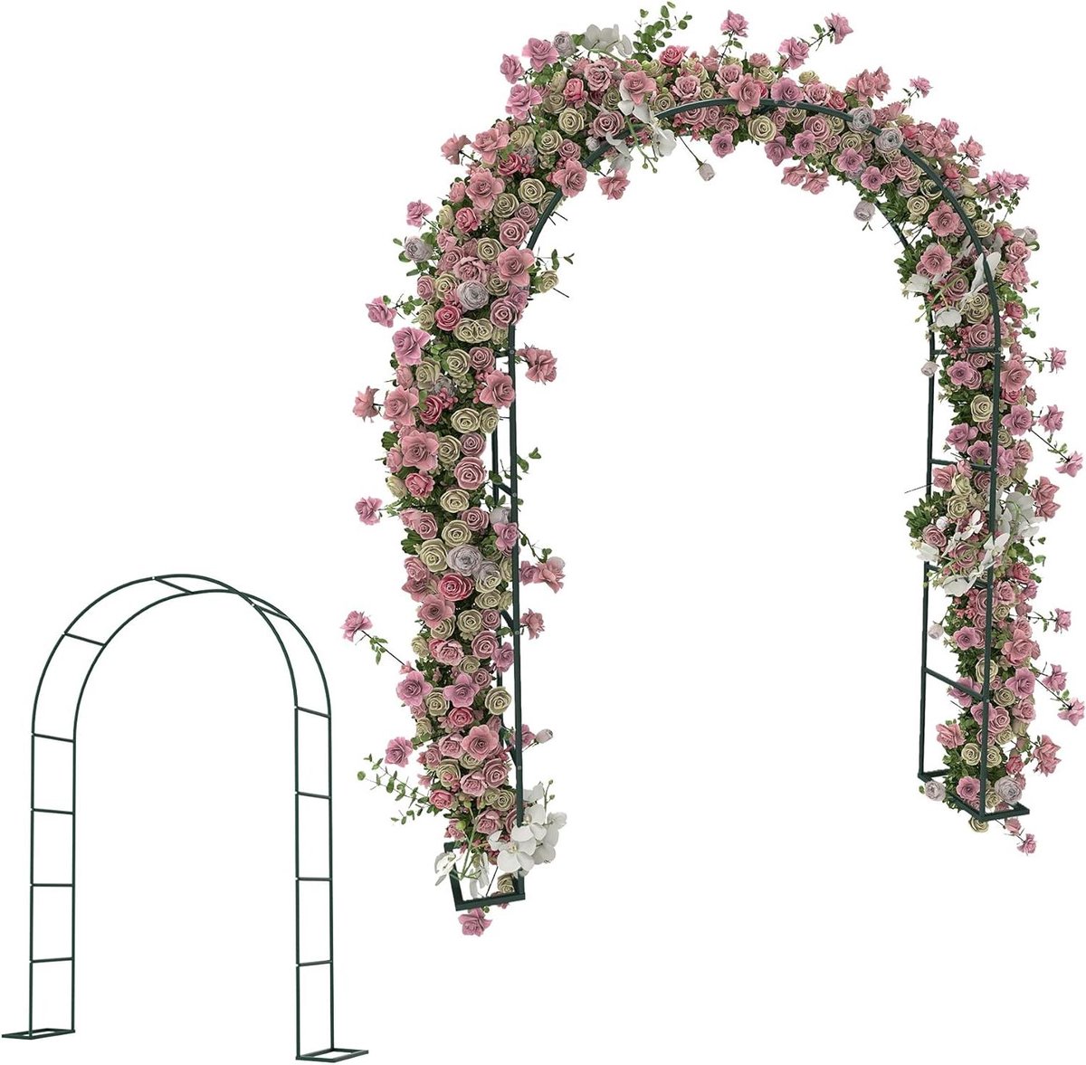 Rozenboog Metaal - Tuinboog Klimhulp - Planten Steunen - Gepoedercoat Metaal - 192 x 38 x 240 cm - Groen