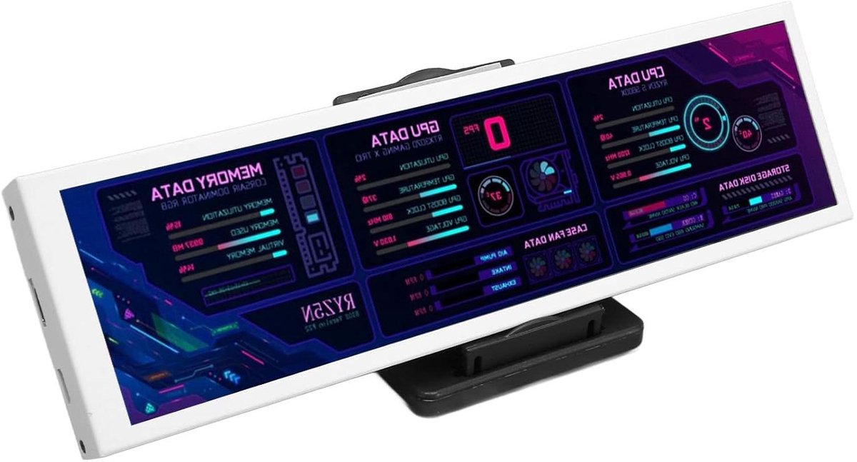 IPS Display Screen - Extra Monitor - Werkruimte Uitbreiden - Slim Aluminium Ontwerp - 8.8 inch - Wit