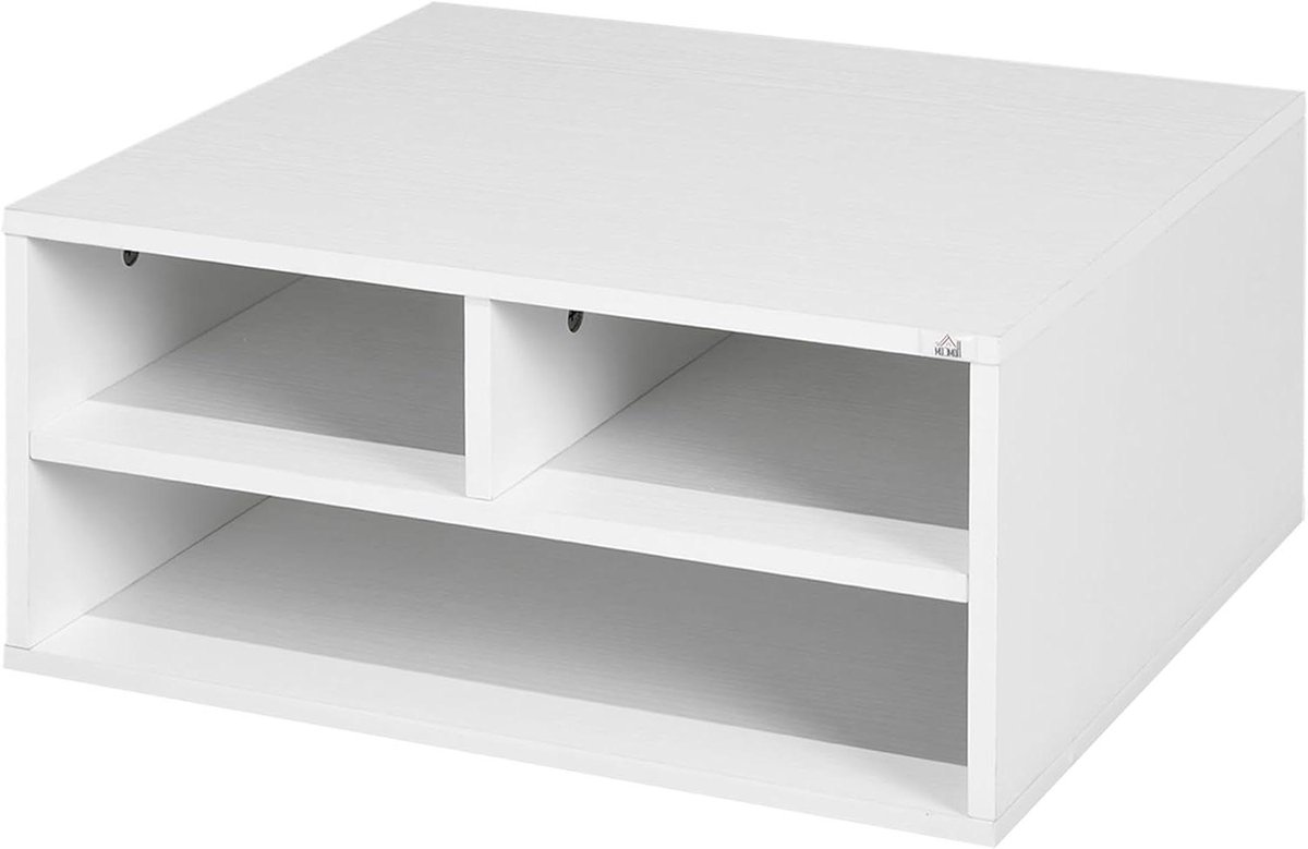 Bureau Organizer - Opbergrek Printer - Bureau Opruimen - 3 Compartimenten - 47 x 40 x 22.5 cm - Wit