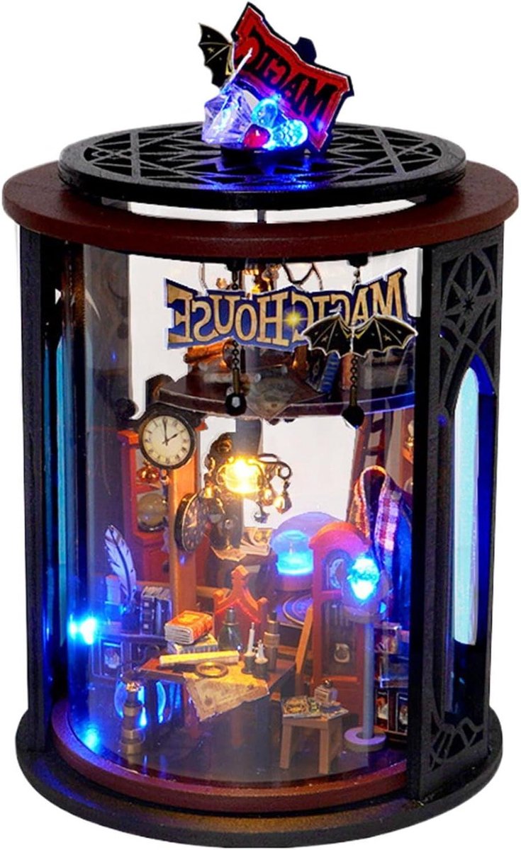 Miniatuurhuis Bouwset - Poppenhuis Decoratie - Hobby Creatie - Met LED Verlichting - 176 cm Hoog - Meerkleurig