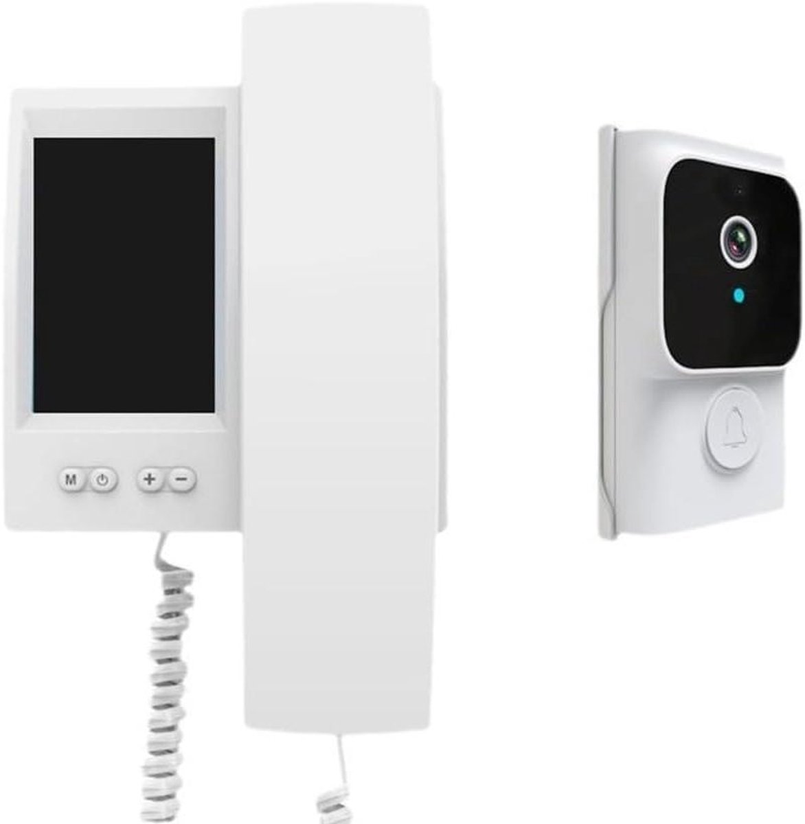 Videodeurbel Intercom - Deurbel met Camera - Huisbeveiliging Verbeteren - Geen Wifi Nodig - 2 stuks - Wit