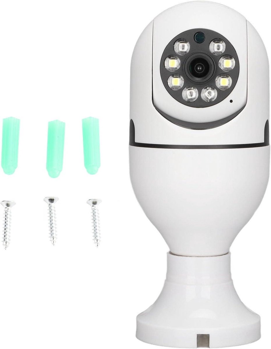 Beveiligingscamera E27 - Slimme Camera Bollen - Thuisbeveiliging - 360 Graden Rotatie - 1080p Resolutie - Wit