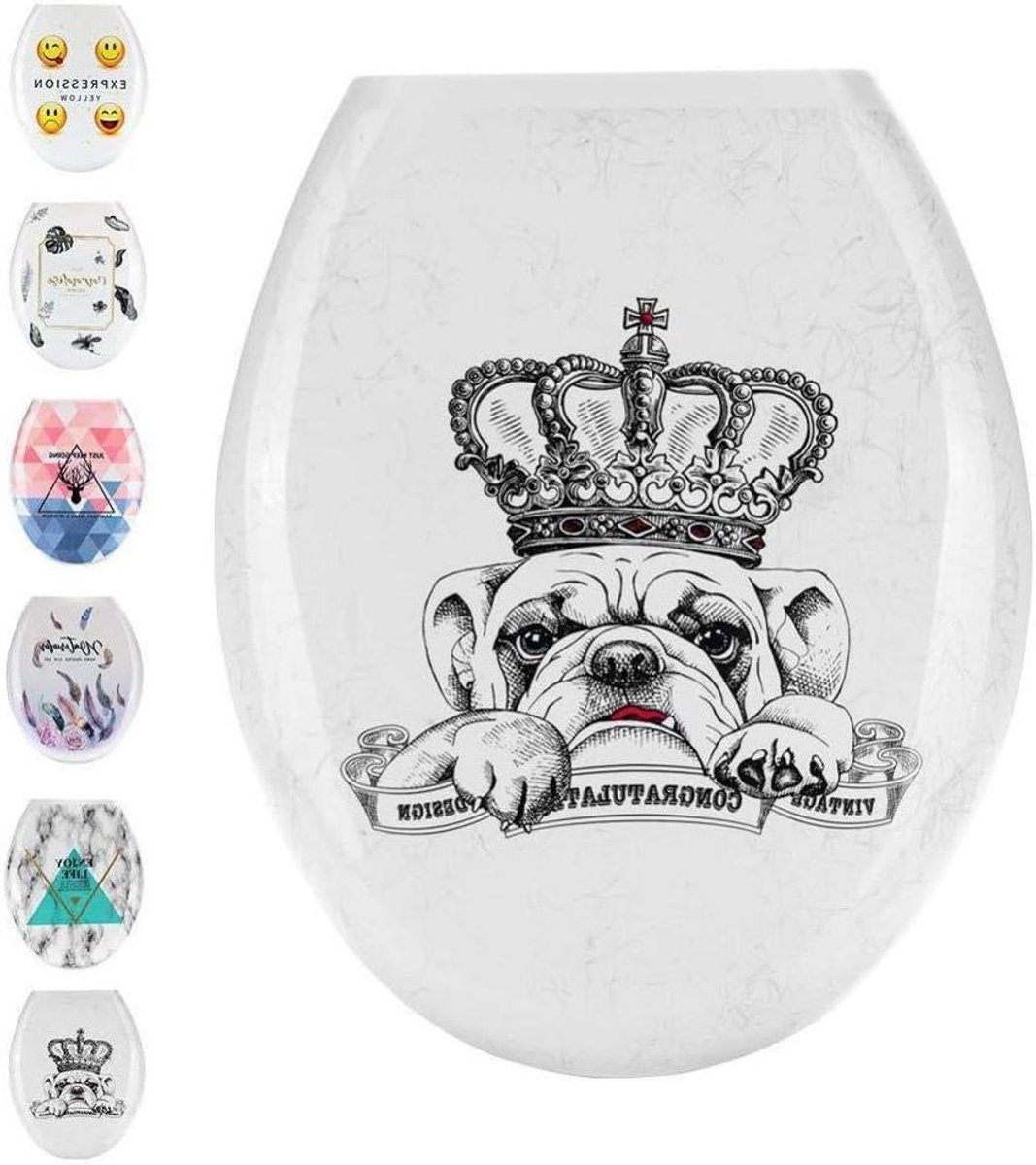 Toiletbril - Toiletdeksel - Badkamer Vernieuwen - Soft Close Functie - 15-16 cm - Crown Dog