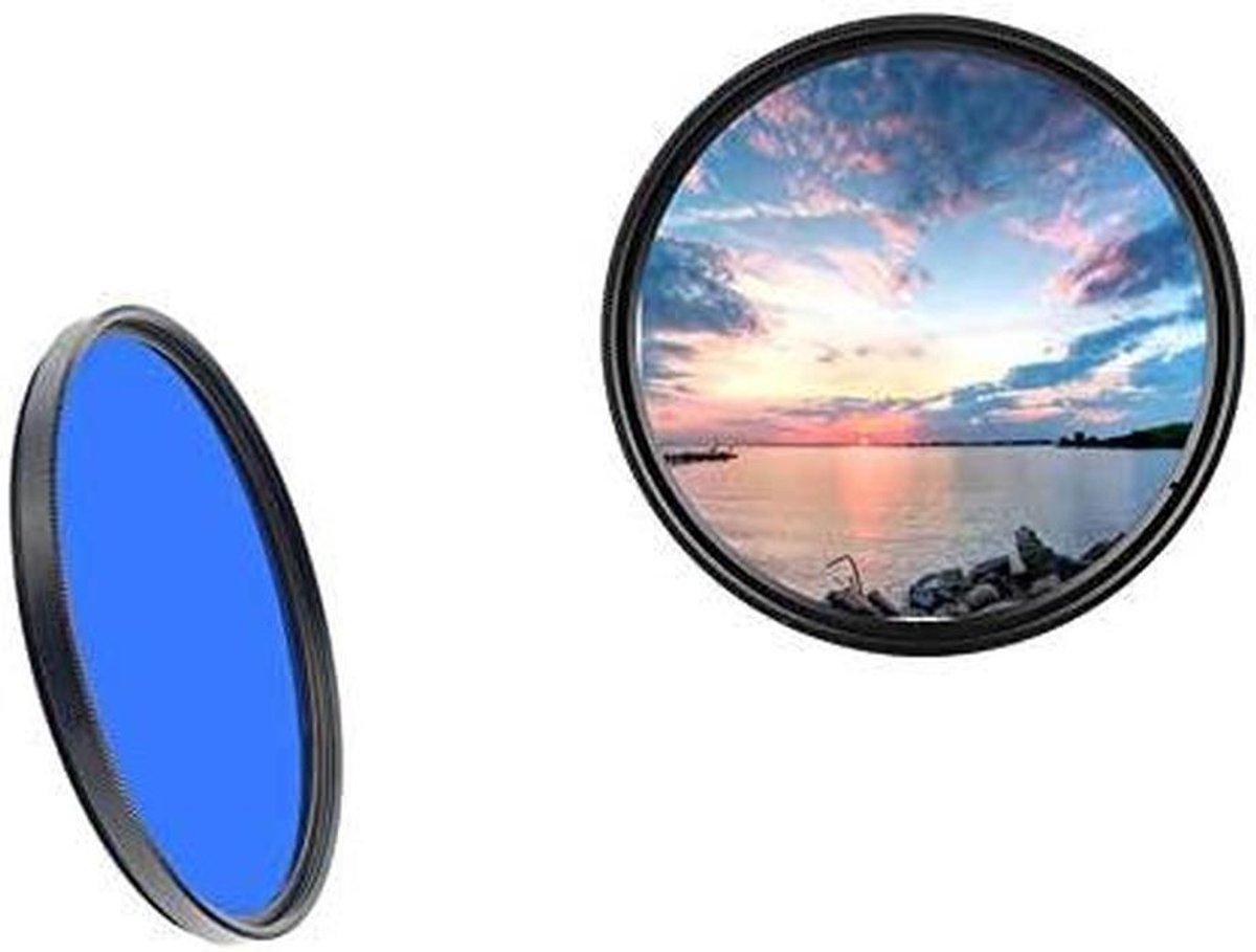 Kleurfilter Blauw - Lensfilter Camera - Foto Creativiteit - Optisch Glas Frame - 72 mm - Blauw