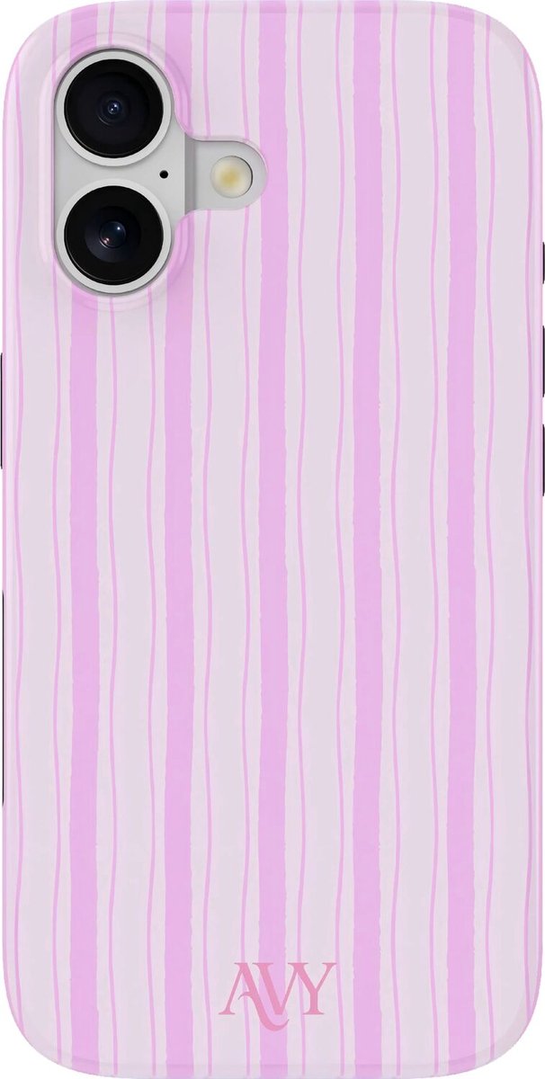 AVY Hoesje geschikt voor Apple iPhone 17 | Pink Horizon | Strepen | Roze | Hard Shell Back Cover | Compatibel met MagSafe & Qi2
