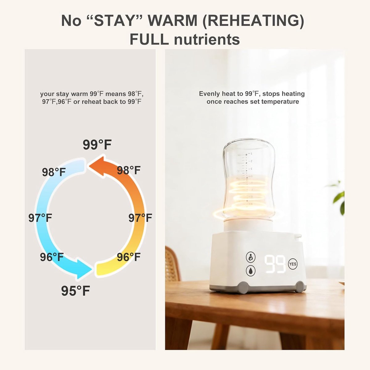 Smily Mia Draagbare Flesverwarmer Baby Onderweg - Reis Babyflesverwarmer voor Moedermelk en Flesvoeding - 6 Universele Adapters - Lekvrij - 5 Temperatuurstanden - Sterilisator - USB Oplaadbaar thumbnail 4