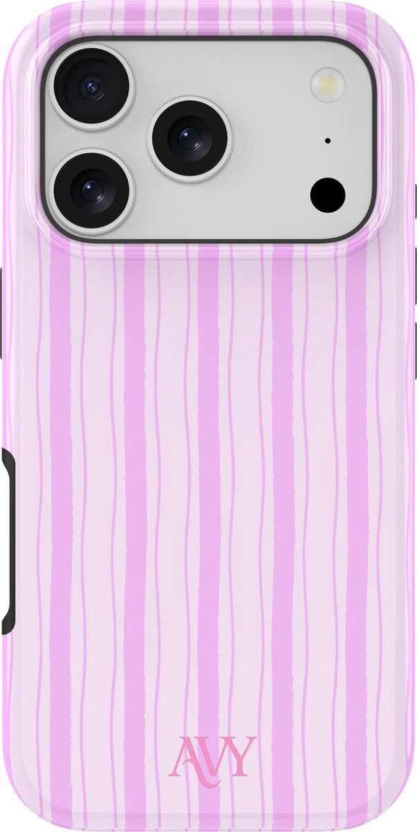 AVY Hoesje geschikt voor Apple iPhone 17 Pro Max | Pink Horizon | Strepen | Roze | Hard Shell Back Cover | Compatibel met MagSafe & Qi2