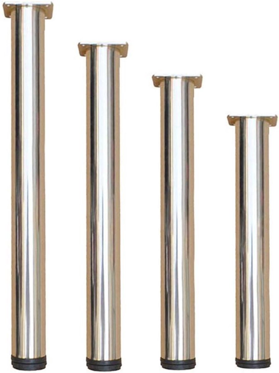 Tafelpoten Set - Bureaupoten Meubelpoten - Meubels Maken - Verstelbaar Rubberen Kussen - 45 cm - Zilver