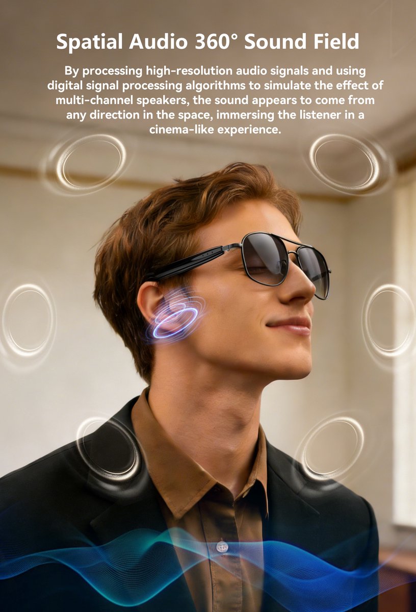 Blackview D1 Pro Bluetooth Zonnebril - Smart Glasses - Zwart thumbnail 3