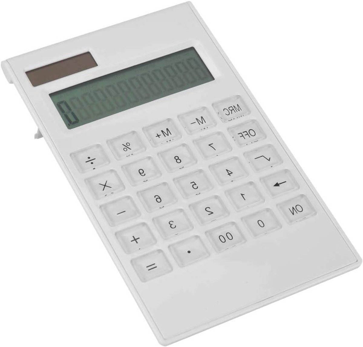 Rekenmachine Desktop - Basiscalculator Kantoor - Dagelijkse Berekeningen - Kristallen Knop - 12 Cijfers Scherm - Wit