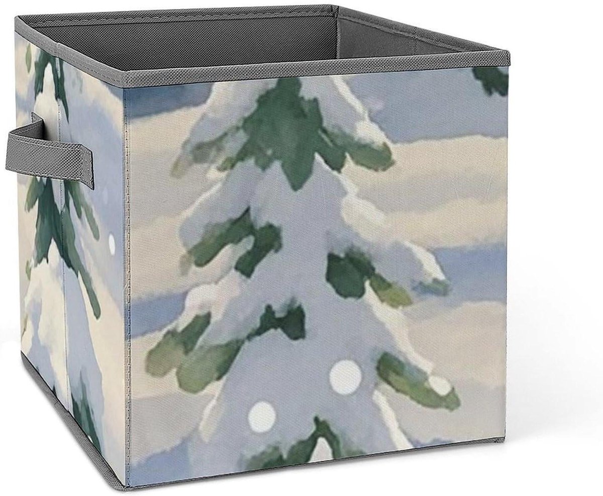 Opbergbakken - Opbergdozen Kubus - Kleding Opbergen - Dubbele Handgrepen - 26.9 cm - Grijs