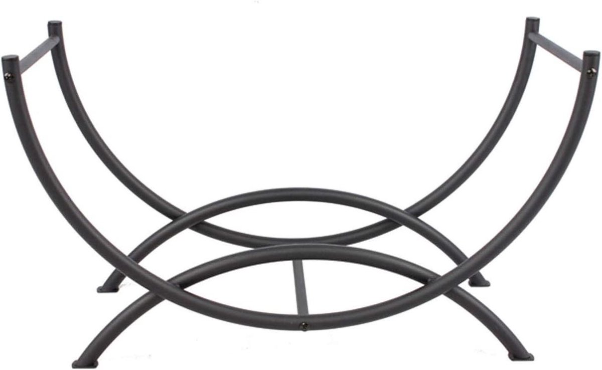 Openhaard Gereedschapsrek - Houthouder Stapelstandaard - Brandhout Opslag - Verhoogde Basis - 66x31x38.5 cm - Zwart