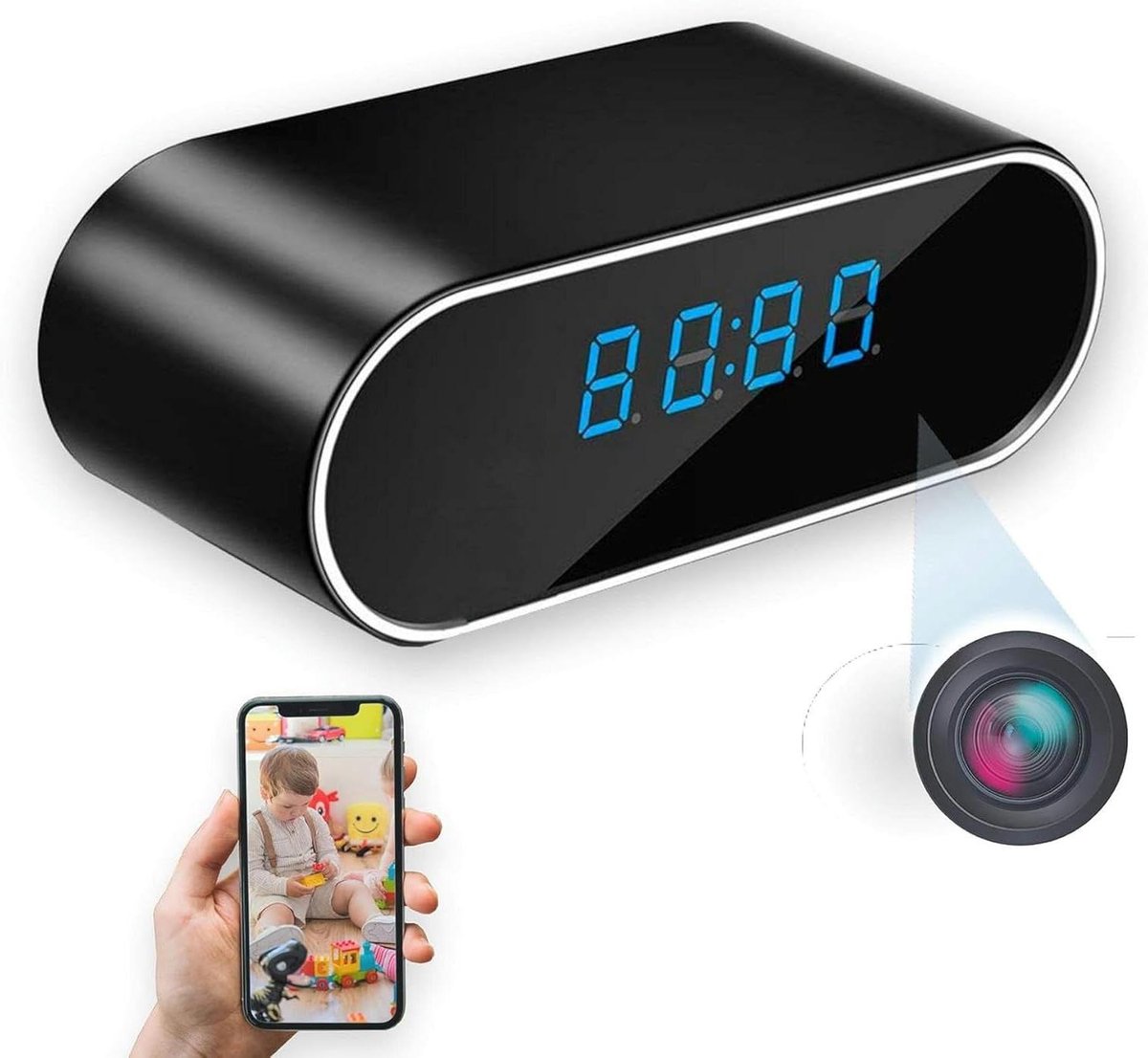 Verborgen Camera Klok - Spy Camera HD - Thuisbeveiliging - Nachtzicht Functie - 1 stuk - Zwart