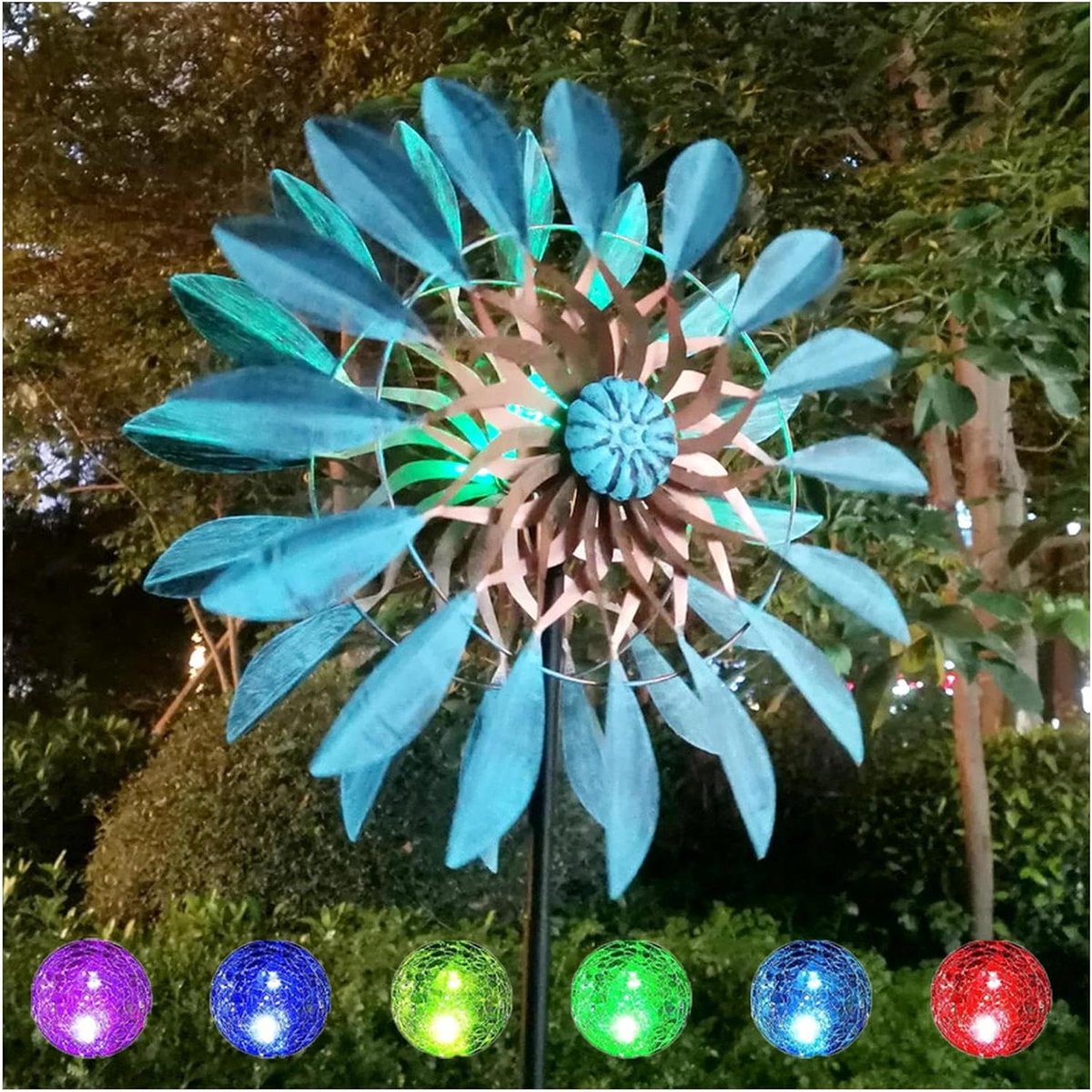Windspinner Tuin - Windmolen Buiten - Tuin Decoratie - Dubbele Rotoren - 84 Inch - Blauw